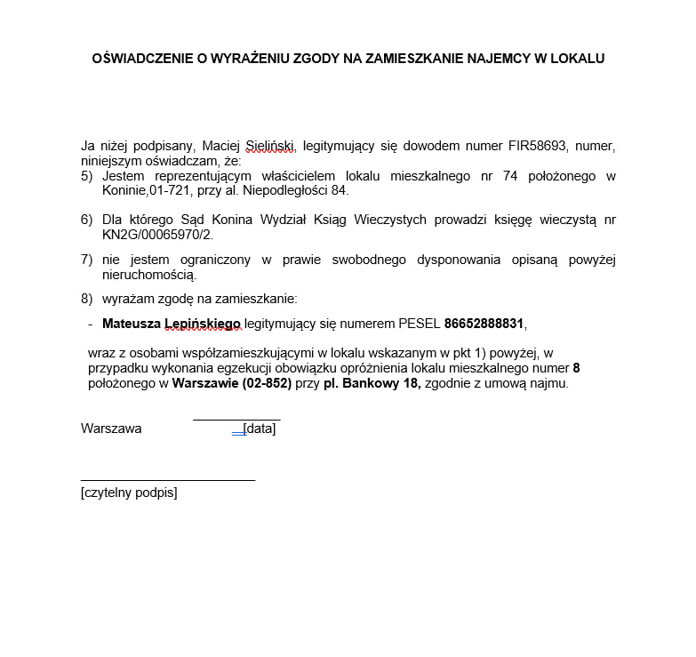 Zgoda na zamieszkanie najemcy - co zawiera i czy coś Ci grozi