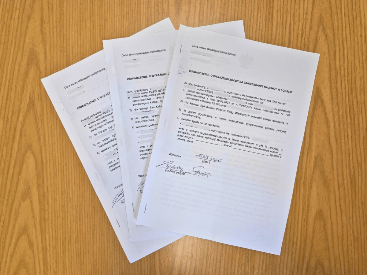 Trzy oświadczenia do najmu okazjonalnego