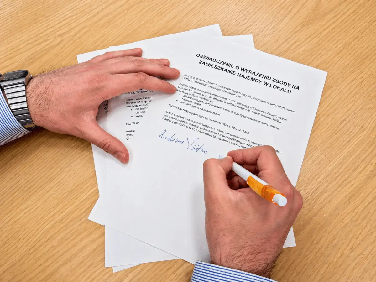 Podpisanie oświadczenia właściciela do najmu okazjonalnego
