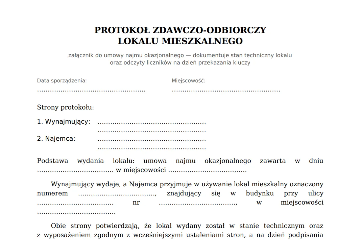 Protokół zdawczo-odbiorczy